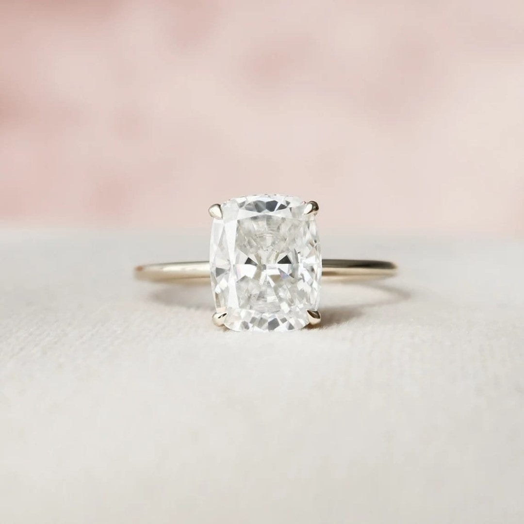 Moissanite 2.10CT Cushion Diamond Art Deco Unique Anniversary Ring