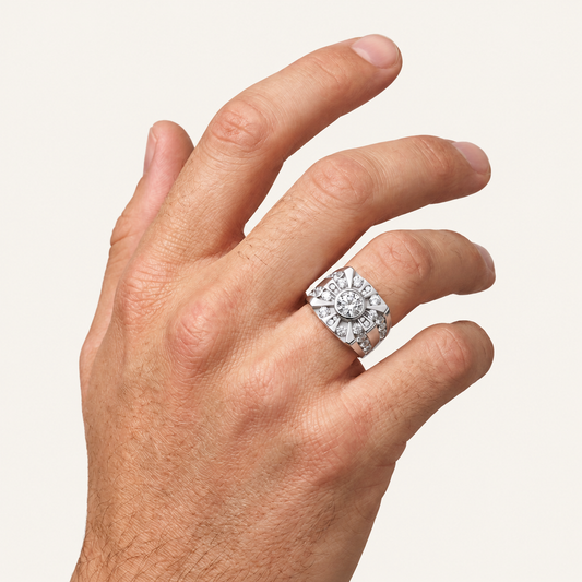Lab Grown Diamond 4.49 CT Round Cut Men's Ring