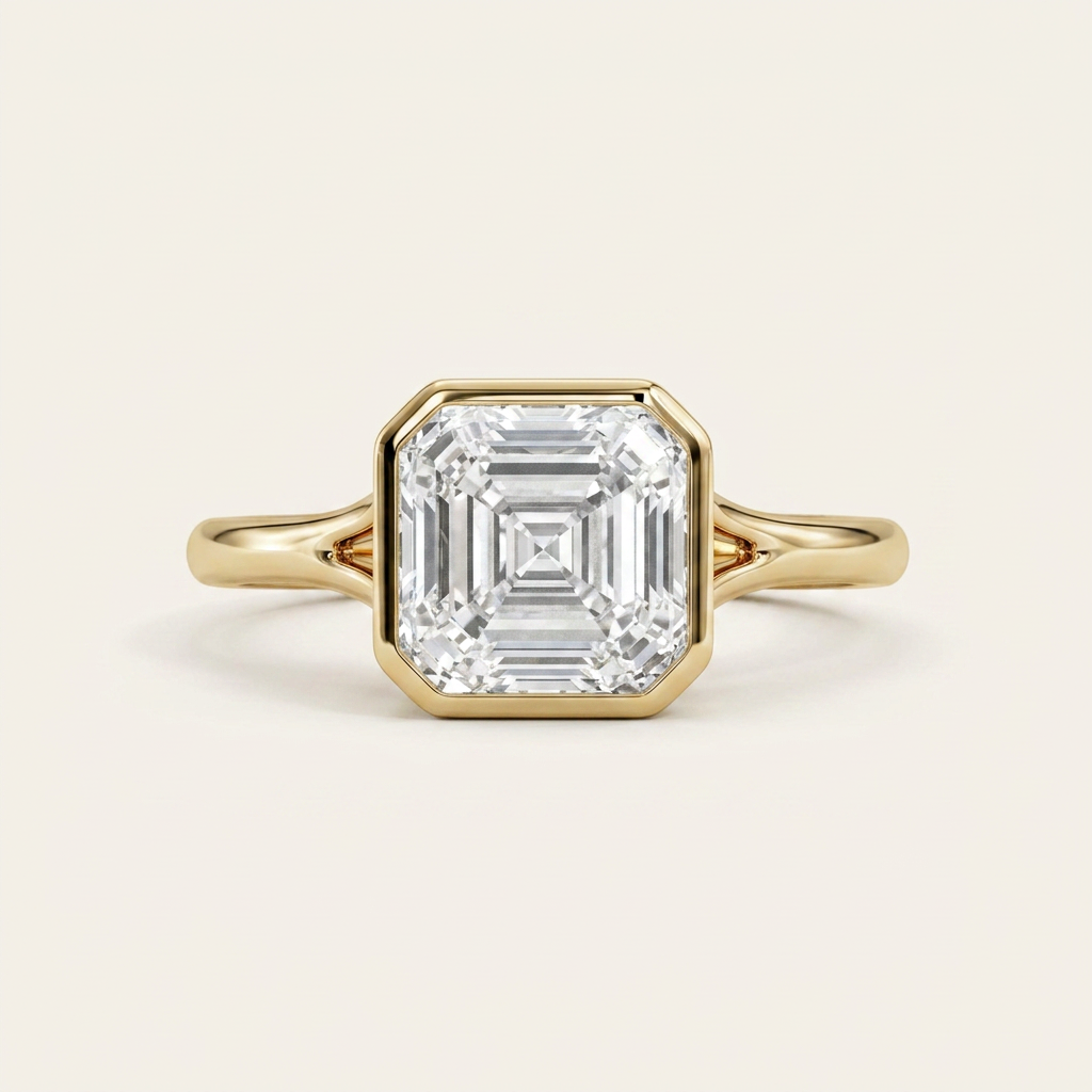 Moissanite 2.05 CT Asscher Cut Diamond Solitaire Ring