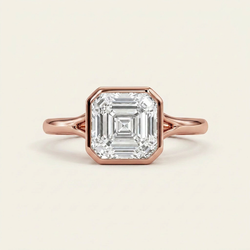 Moissanite 2.05 CT Asscher Cut Diamond Solitaire Ring