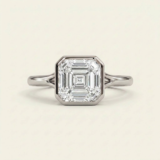 Moissanite 2.05 CT Asscher Cut Diamond Solitaire Ring