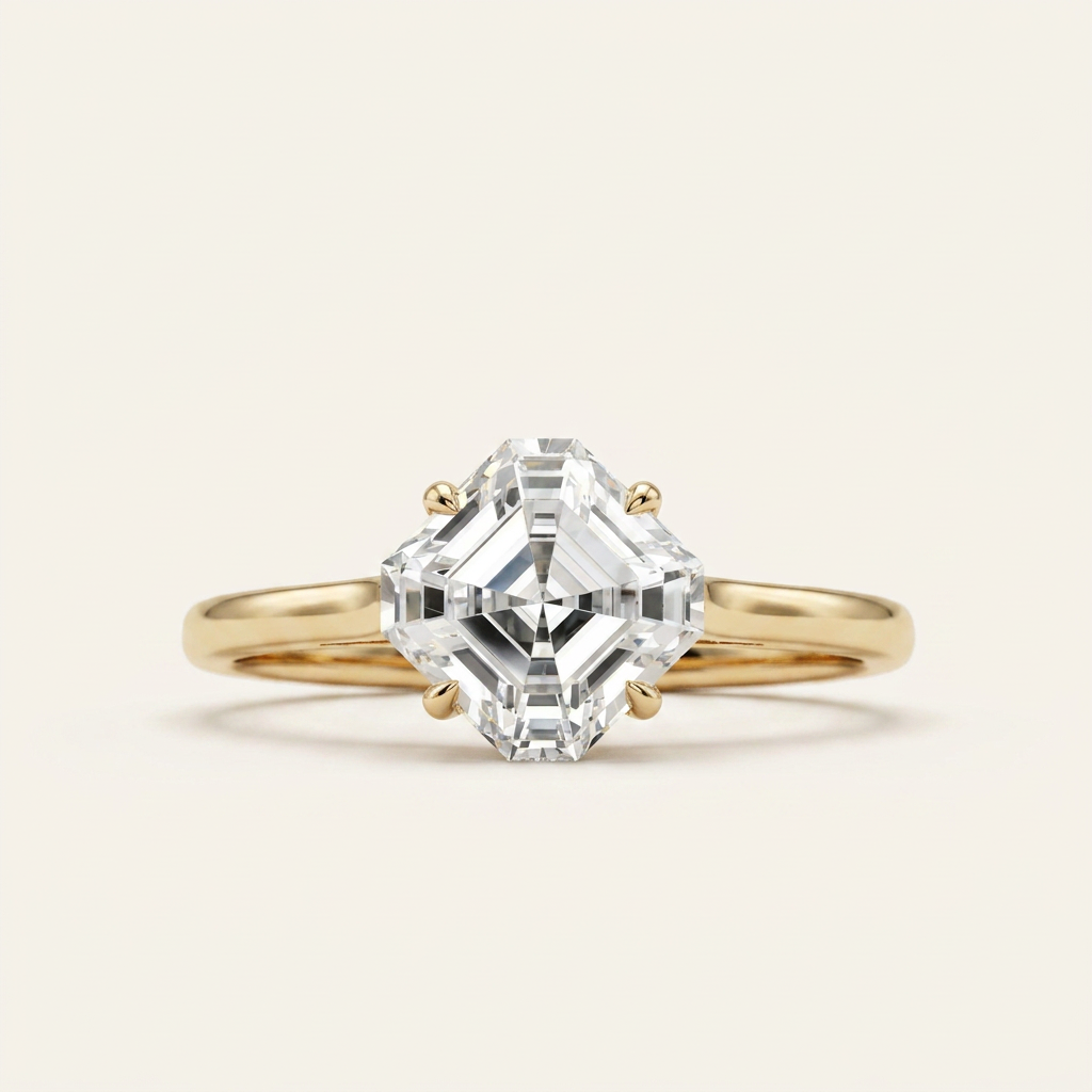 Moissanite 1.89 CT Asscher Cut Diamond Solitaire Ring