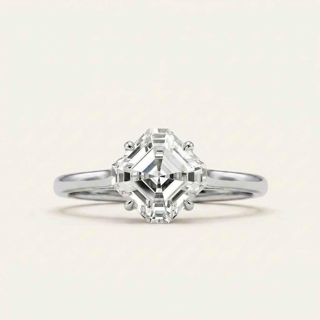 Moissanite 1.89 CT Asscher Cut Diamond Solitaire Ring