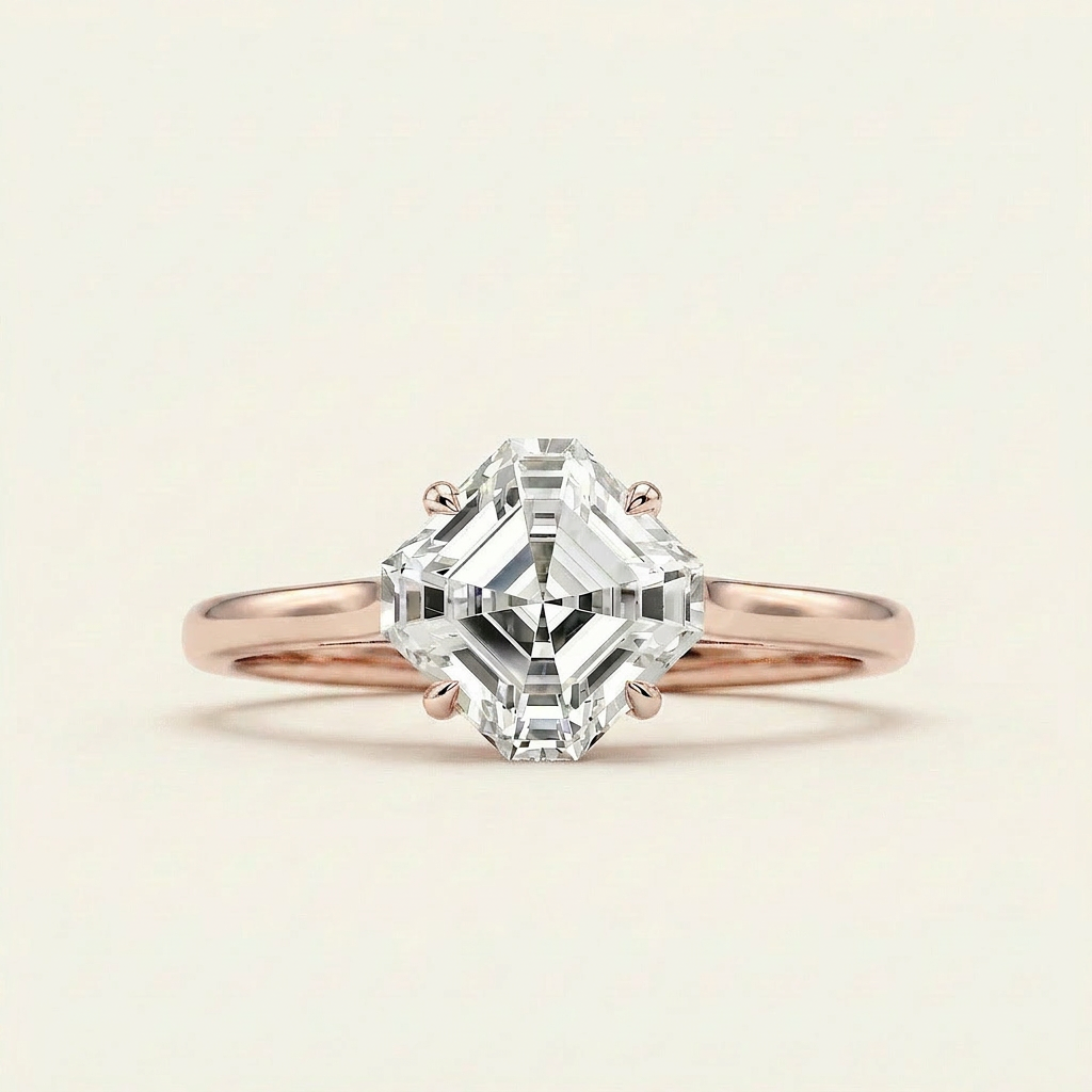Moissanite 1.89 CT Asscher Cut Diamond Solitaire Ring