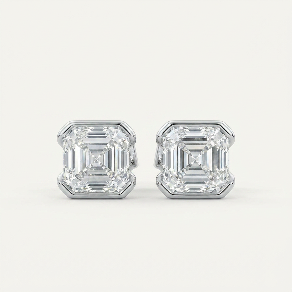 Moissanite 1.00 CT Asscher Cut Diamond Stud Earrings