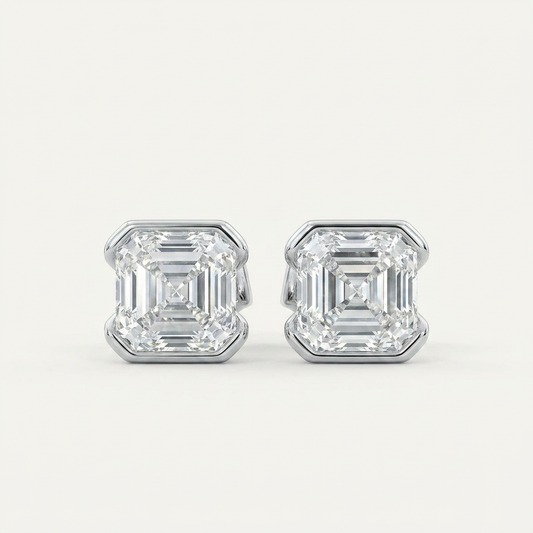 Moissanite 1.00 CT Asscher Cut Diamond Stud Earrings
