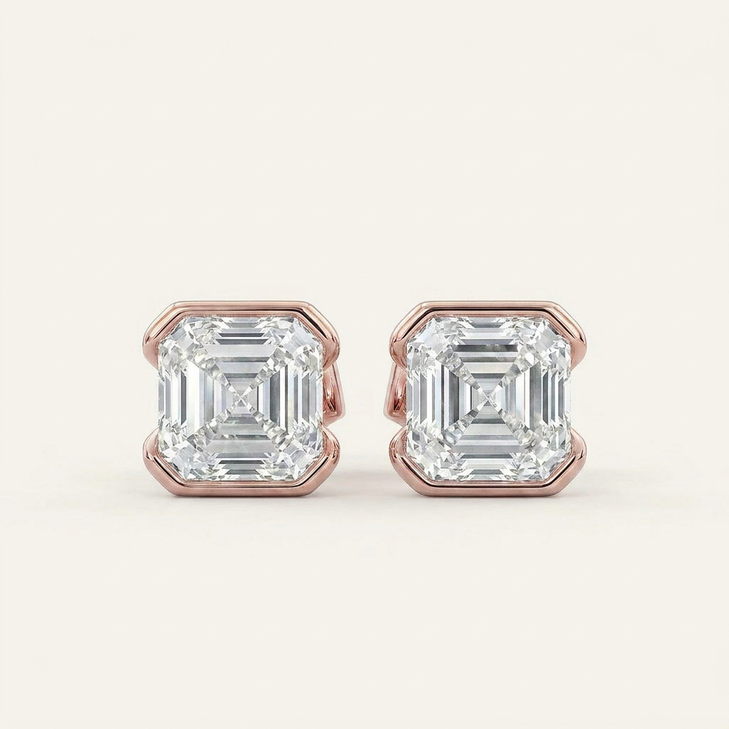 Moissanite 1.00 CT Asscher Cut Diamond Stud Earrings
