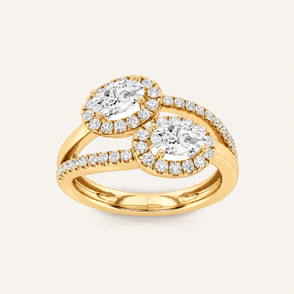 Lab Grown Diamond 1.00 CT Oval Cut Toi Et Moi Ring