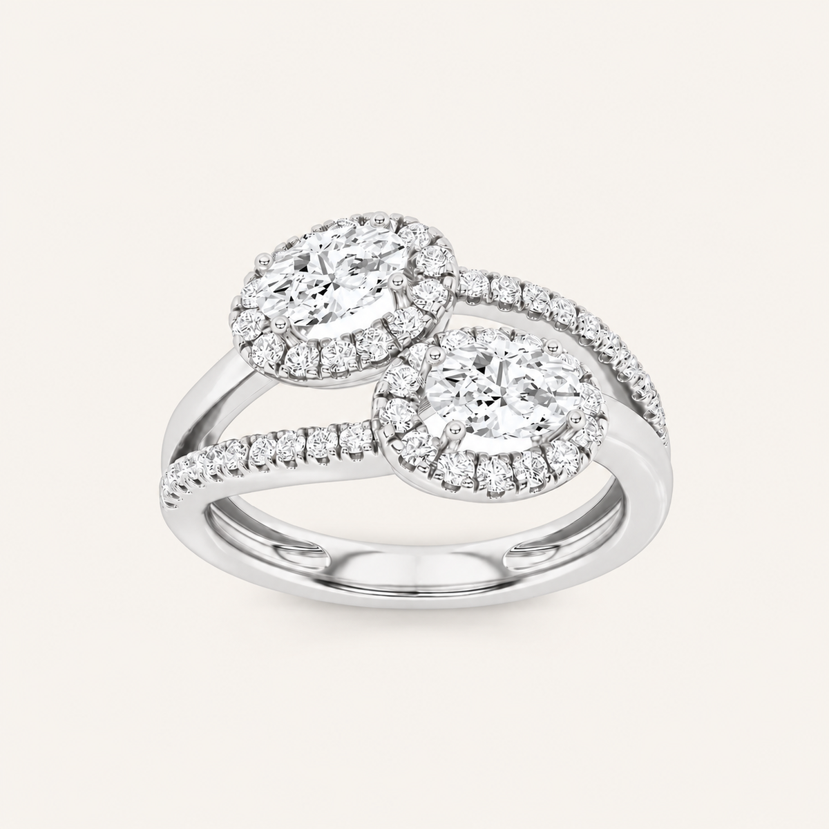 Lab Grown Diamond 1.00 CT Oval Cut Toi Et Moi Ring