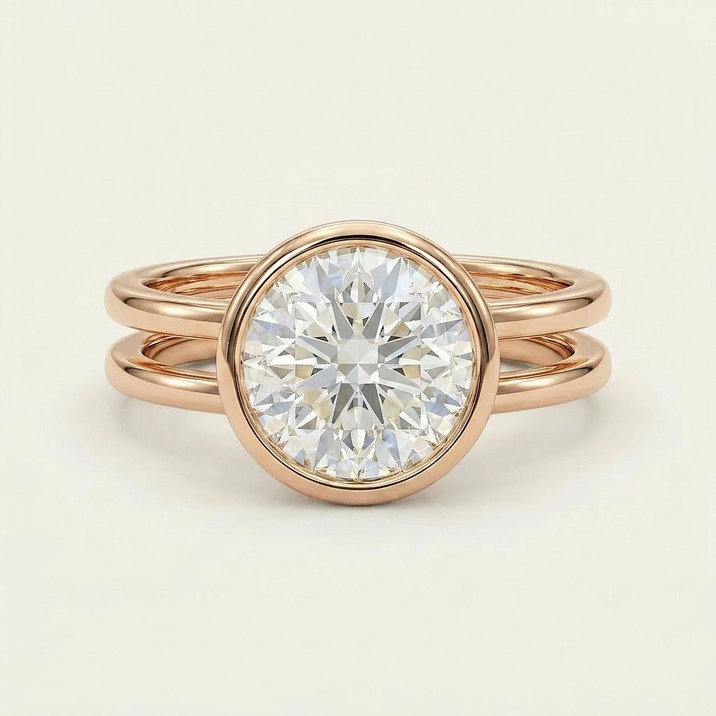 Moissanite 3.00 CT Round Cut Diamond Solitaire Ring (V-Moisaanite)