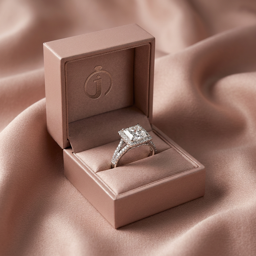 Moissanite 3.93 CT Princess & Round Cut Diamond Halo Ring