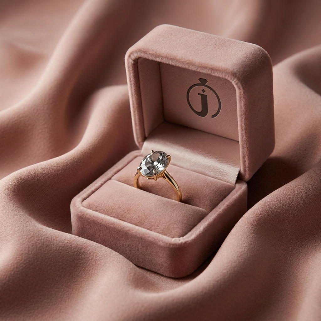 1.90 CT Oval Cut Salt and Pepper Diamond Solitaire Ring
