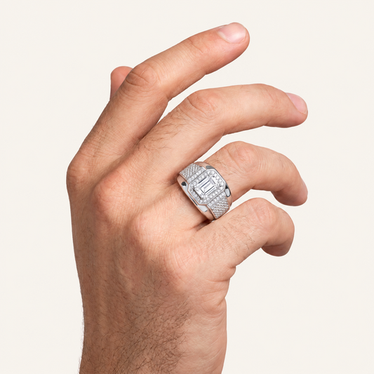 Lab Grown Diamond 2.98 CT Emerald Cut Men's Ring