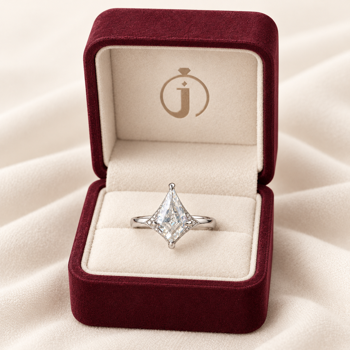 Moissanite 1.45 CT Kite Cut Solitaire Ring