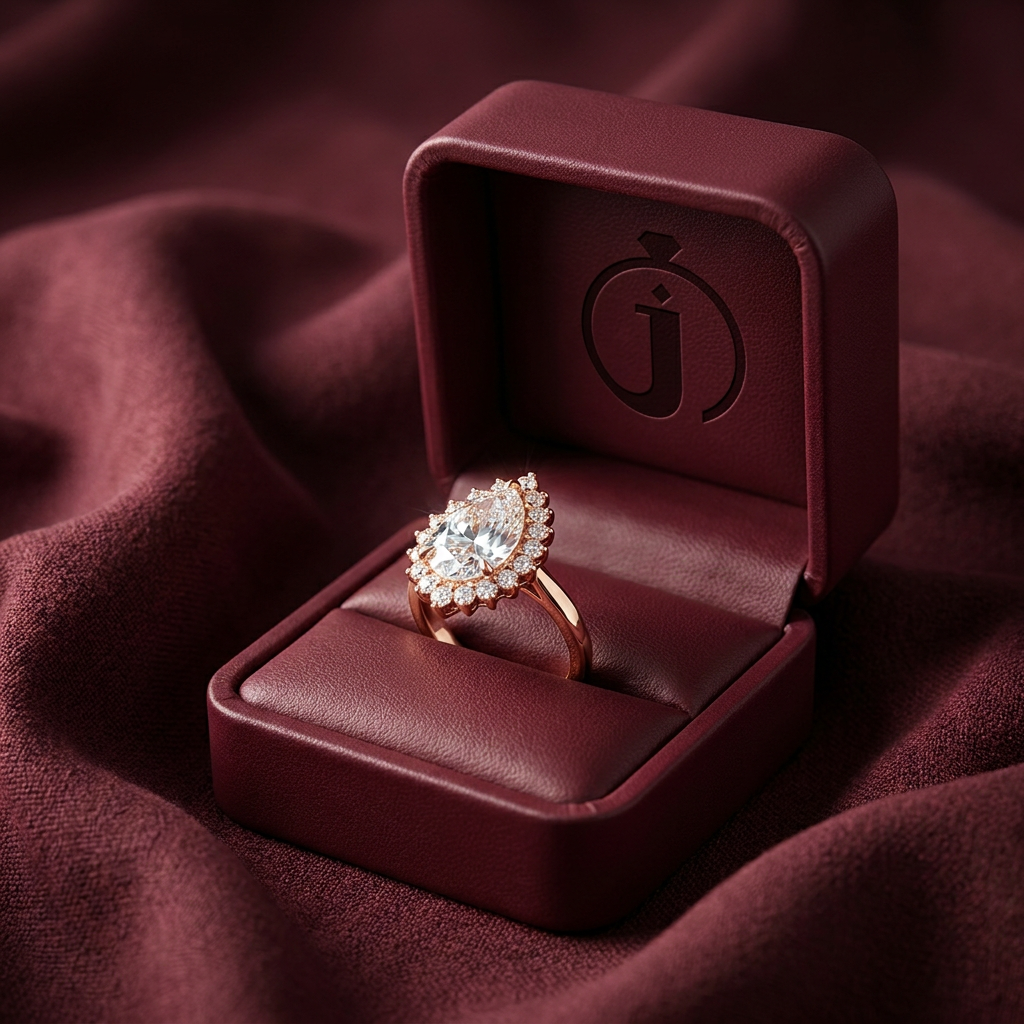 Moissanite 3.00 CT Pear & Round Cut Diamond Halo Ring