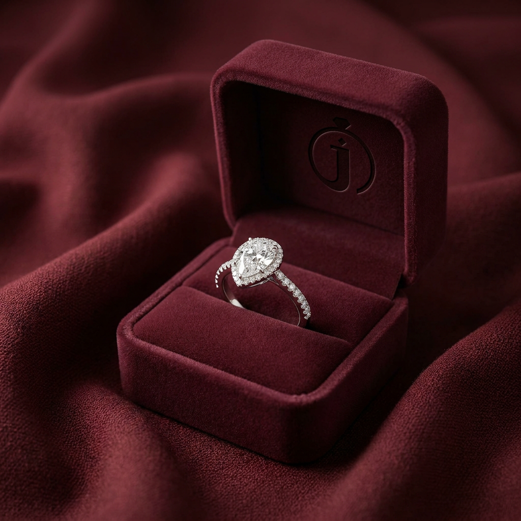 Moissanite 1.93 CT Pear Cut Diamond Halo Ring
