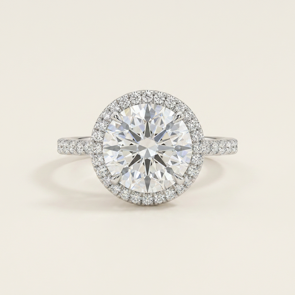 Moissanite 3.50 CT Round Cut Diamond Halo Ring