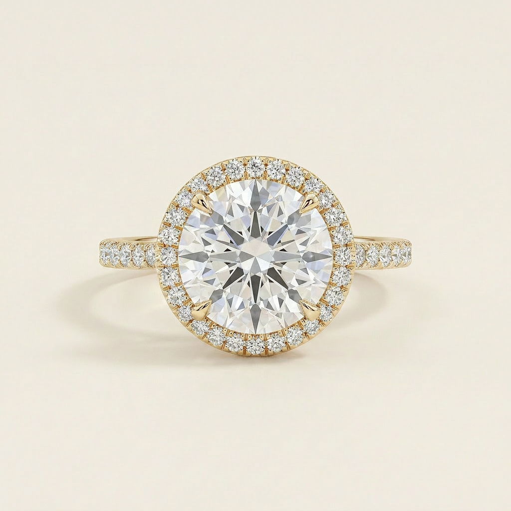 Moissanite 3.50 CT Round Cut Diamond Halo Ring