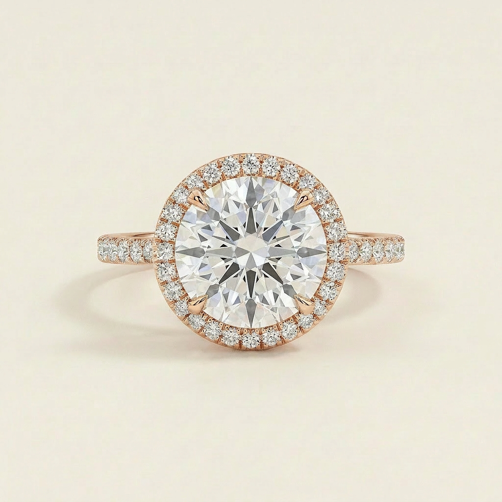 Moissanite 3.50 CT Round Cut Diamond Halo Ring