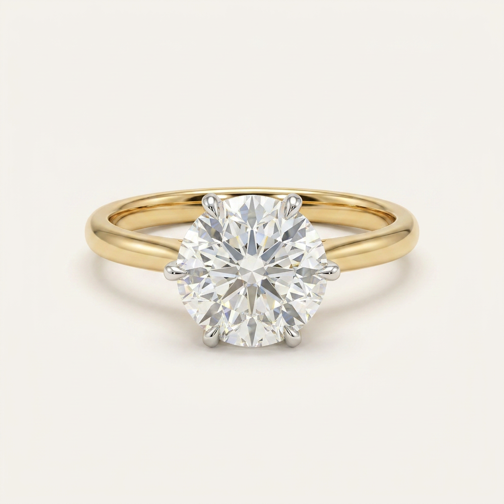 Lab Grown 3.00 CT Round Cut Diamond Solitaire Ring