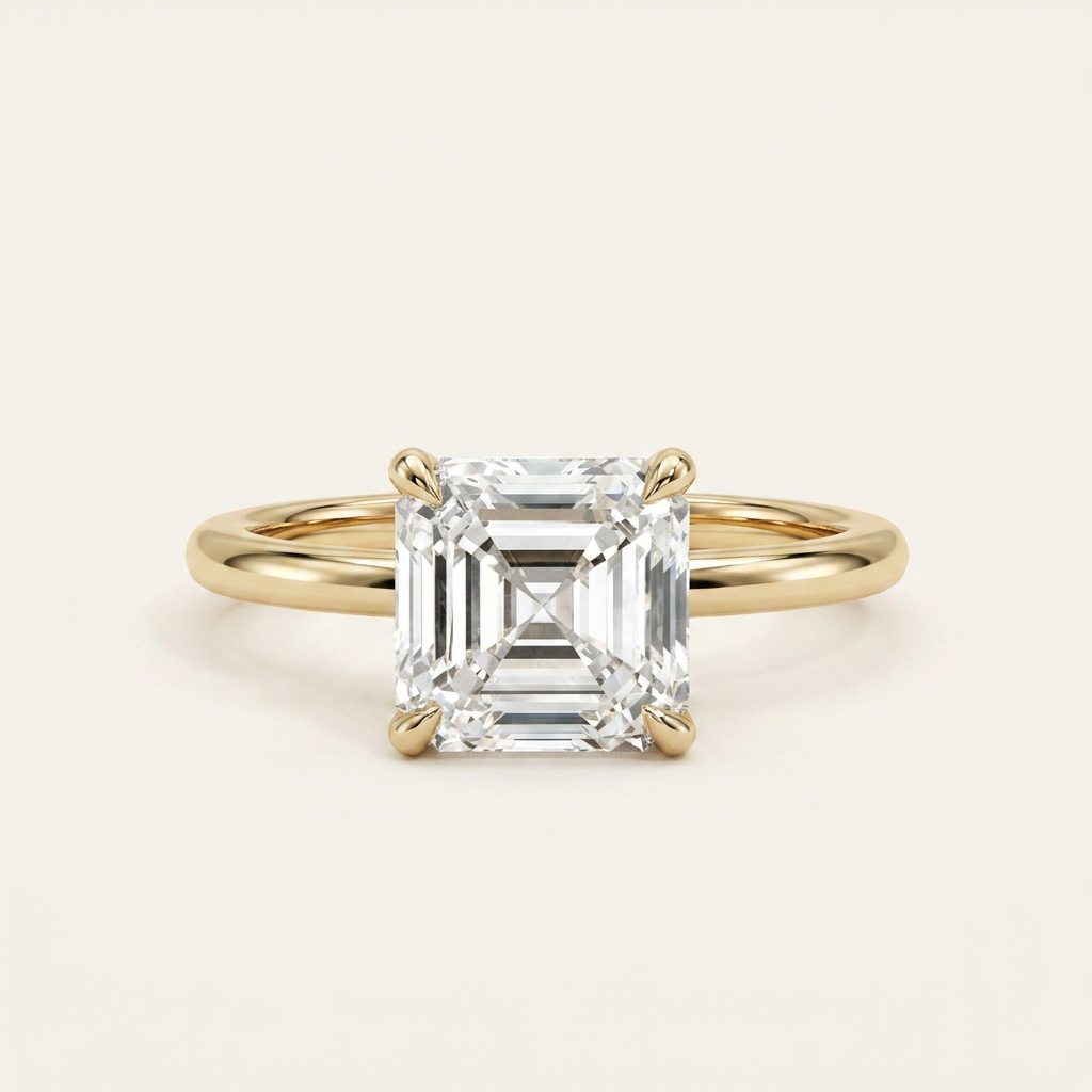 Moissanite 2.92 CT Asscher Cut Diamond Solitaire Ring