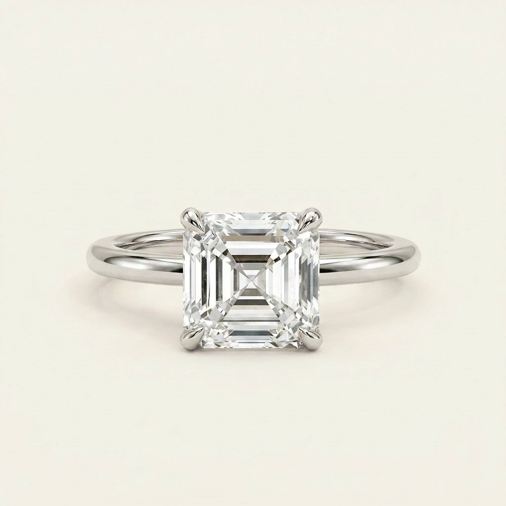 Moissanite 2.92 CT Asscher Cut Diamond Solitaire Ring
