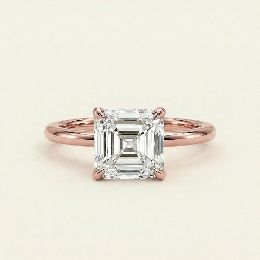 Moissanite 2.92 CT Asscher Cut Diamond Solitaire Ring