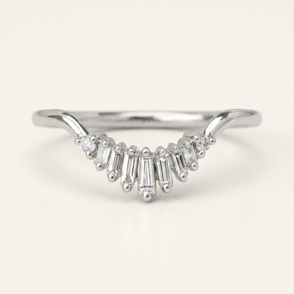 Moissanite 0.31 CT Baguette & Round Cut Diamond Ring