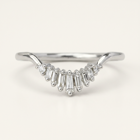Moissanite 0.31 CT Baguette & Round Cut Diamond Ring