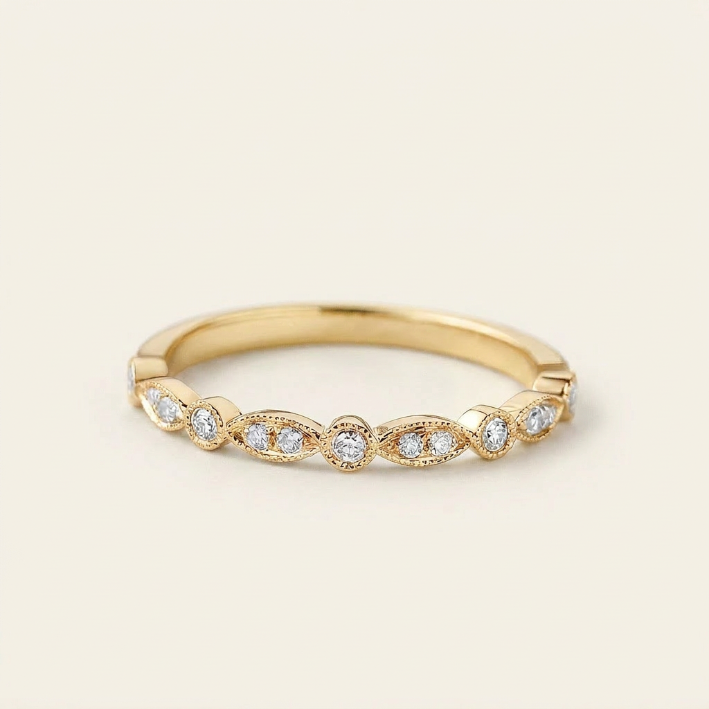 Moissanite 0.22 CT Round Cut Diamond Ring (V-Avantgarde)