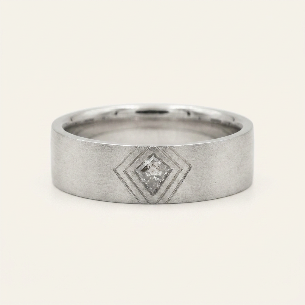 0.05 CT Kite Cut Salt and Pepper Diamond Ring