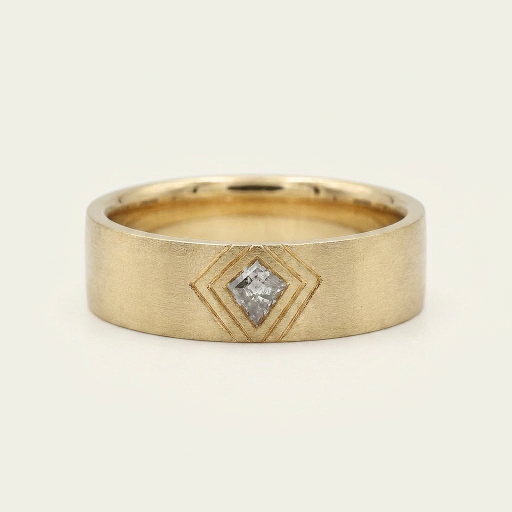 0.05 CT Kite Cut Salt and Pepper Diamond Ring