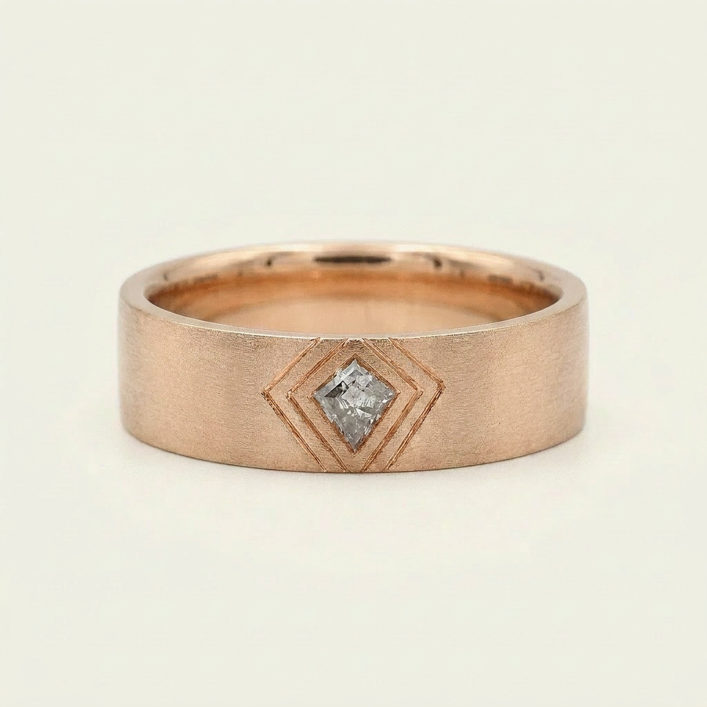 0.05 CT Kite Cut Salt and Pepper Diamond Ring
