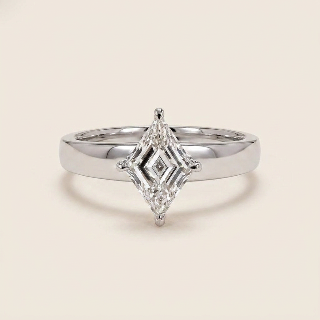 Lab Grown 3.00 CT Lozenge Cut Diamond Solitaire Ring