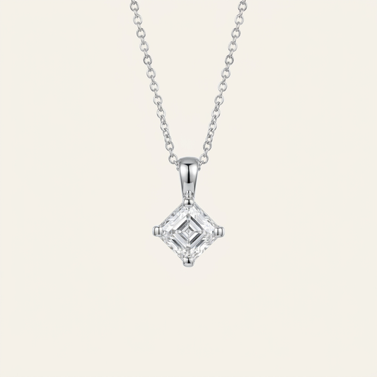 Moissanite 0.40 CT Princess Cut Diamond Solitaire Necklace
