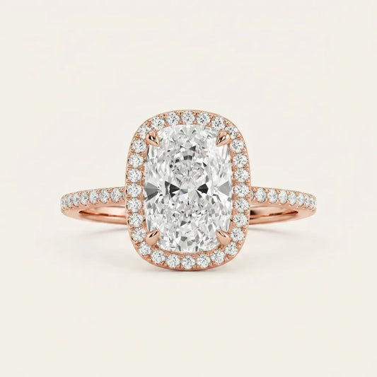 Moissanite 4.09 CT Cushion Cut Diamond Halo Ring