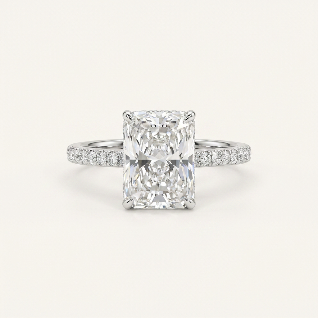 Moissanite 3.00 CT Radiant & Round Cut Diamond Solitaire Ring