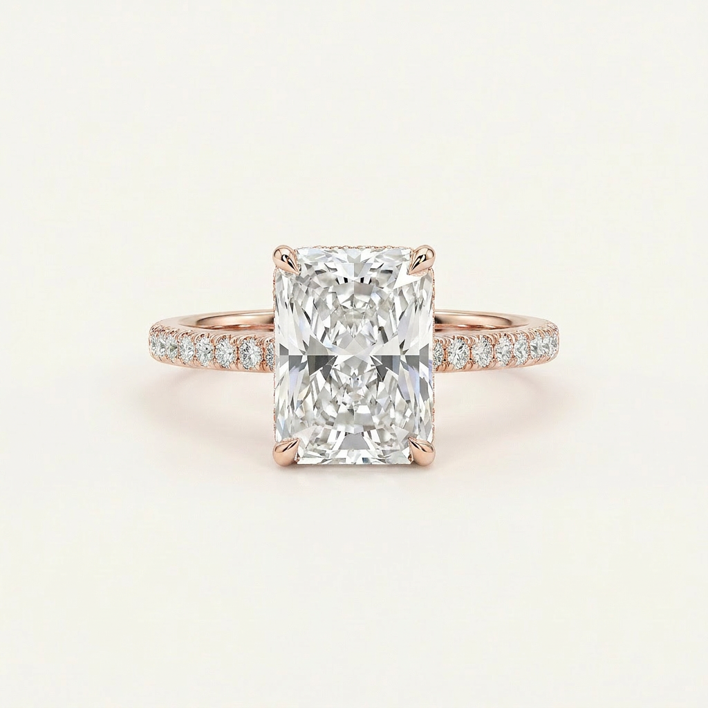 Moissanite 3.00 CT Radiant & Round Cut Diamond Solitaire Ring