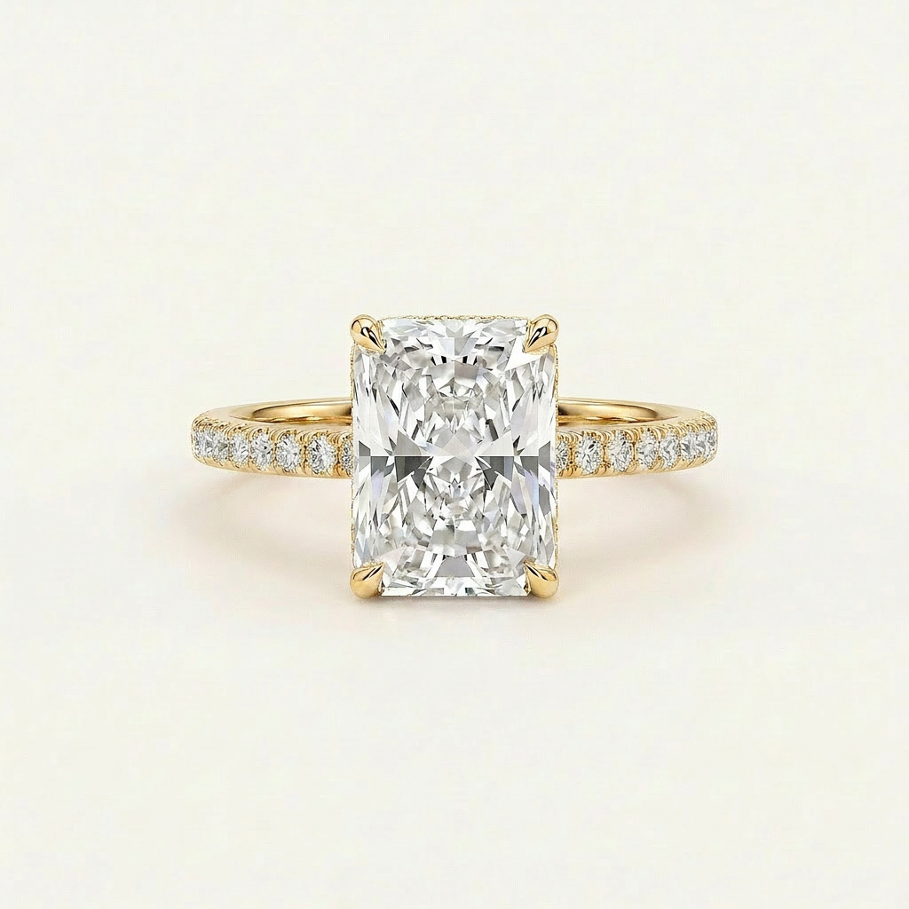 Moissanite 3.00 CT Radiant & Round Cut Diamond Solitaire Ring