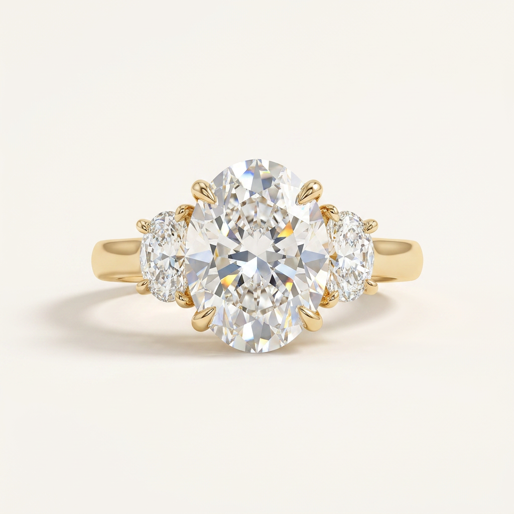Moissanite 5.00 CT Oval Cut Diamond Three Stone Ring