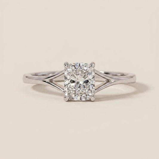 Lab Grown 1.00 CT Cushion Cut Diamond Solitaire Ring
