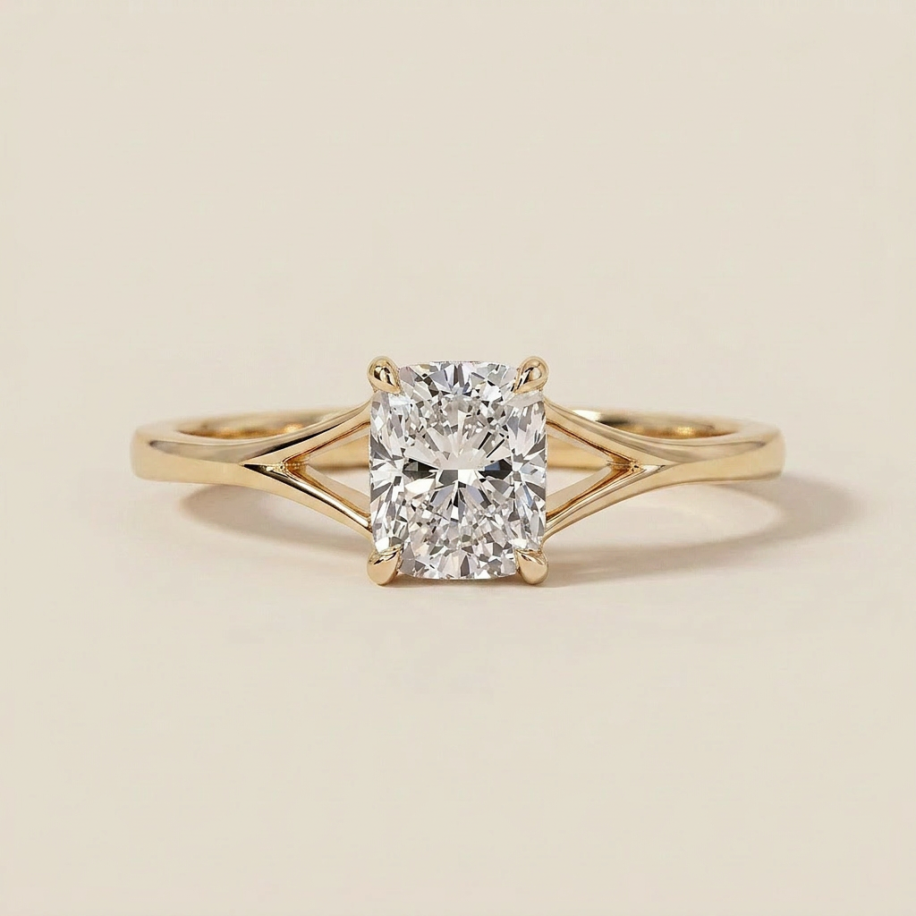 Lab Grown 1.00 CT Cushion Cut Diamond Solitaire Ring