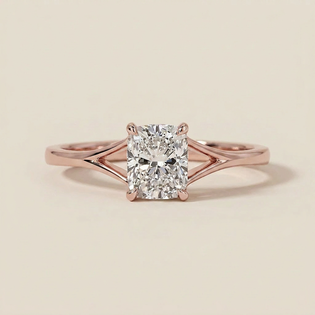 Lab Grown 1.00 CT Cushion Cut Diamond Solitaire Ring