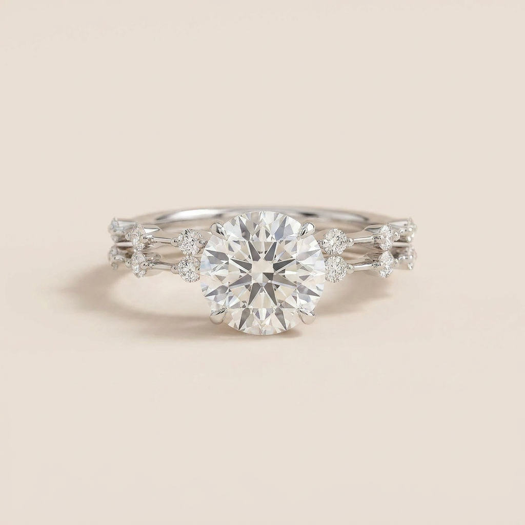 Moissanite 3.45 CT Round Cut Diamond Solitaire Ring