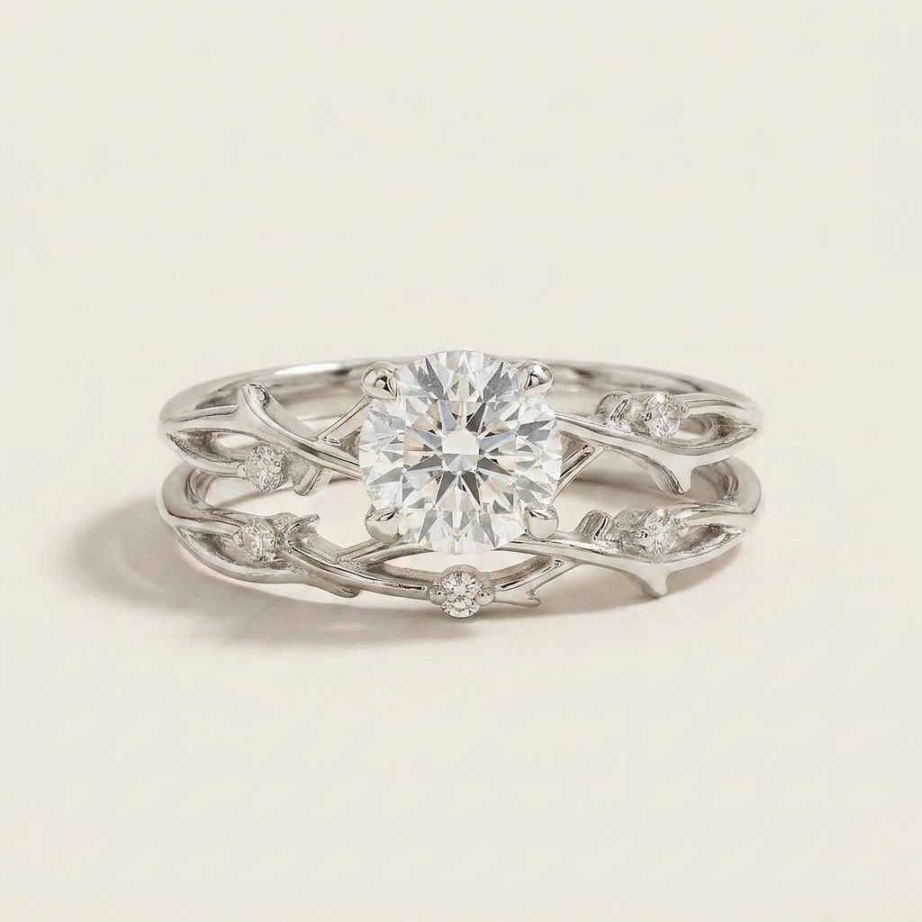 Moissanite 1.55 CT Round Cut Diamond Solitaire Ring