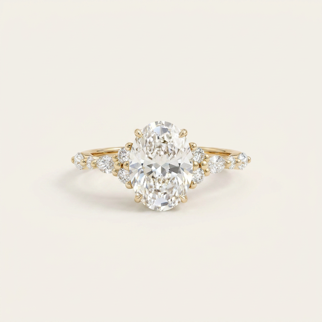 Moissanite 2.00 CT Oval Cut Diamond Cluster Ring