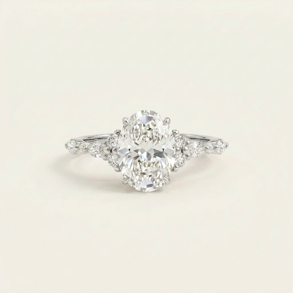 Moissanite 2.00 CT Oval Cut Diamond Cluster Ring