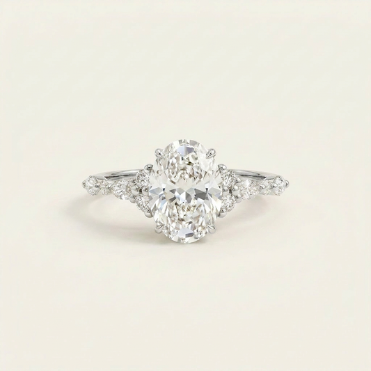 Moissanite 2.00 CT Oval Cut Diamond Cluster Ring