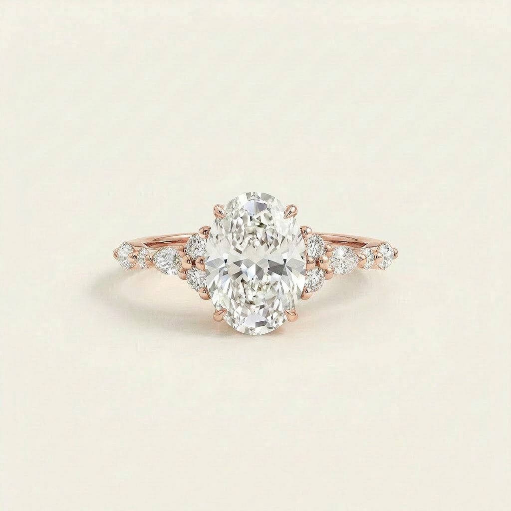 Moissanite 2.00 CT Oval Cut Diamond Cluster Ring