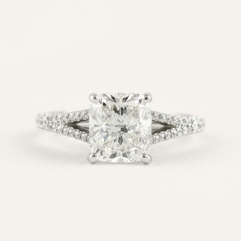Moissanite 1.80 CT Cushion Cut Diamond Solitaire Ring